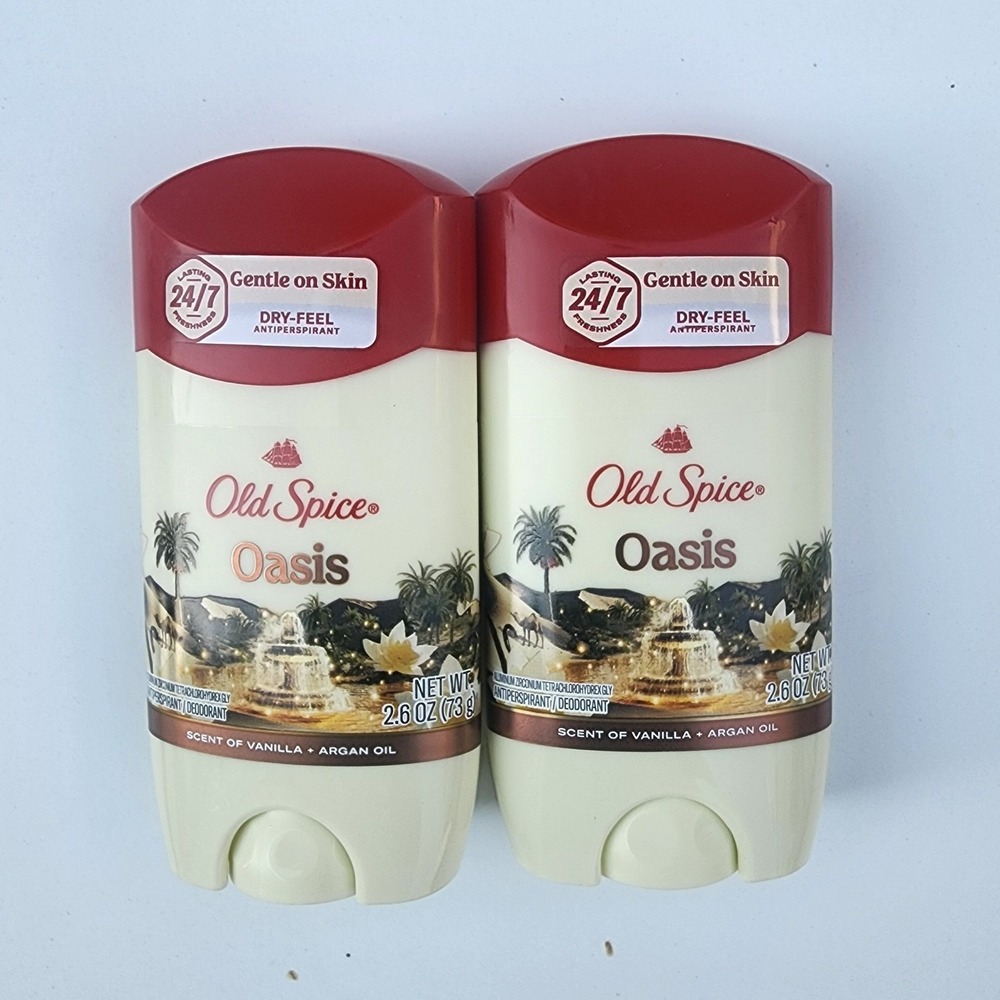 2 Pack Old Spice Oasis Antiperspirant Deodorant Vanilla Argan Oil 2.6oz Each